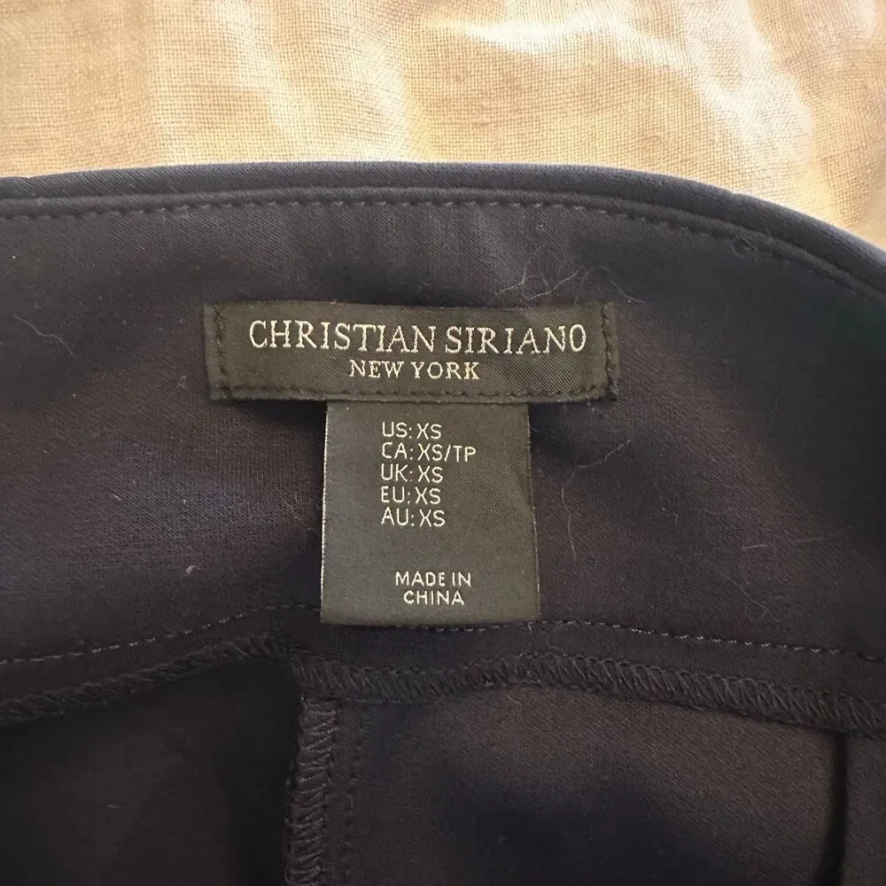 Christian Siriano New York Elastic Waistband Straight Leg Trouser Pants Black XS